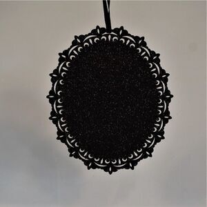 Holiday Halloween Christmas Ornament Black Laser Cut Metallic Shimmer 4.75"